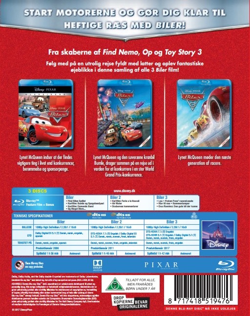 Kop Disney Pixar Cars 1 3 Blu Ray