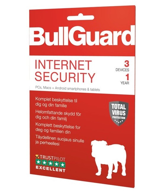 BullGuard antivirus system 2019 1 År 3 enheder