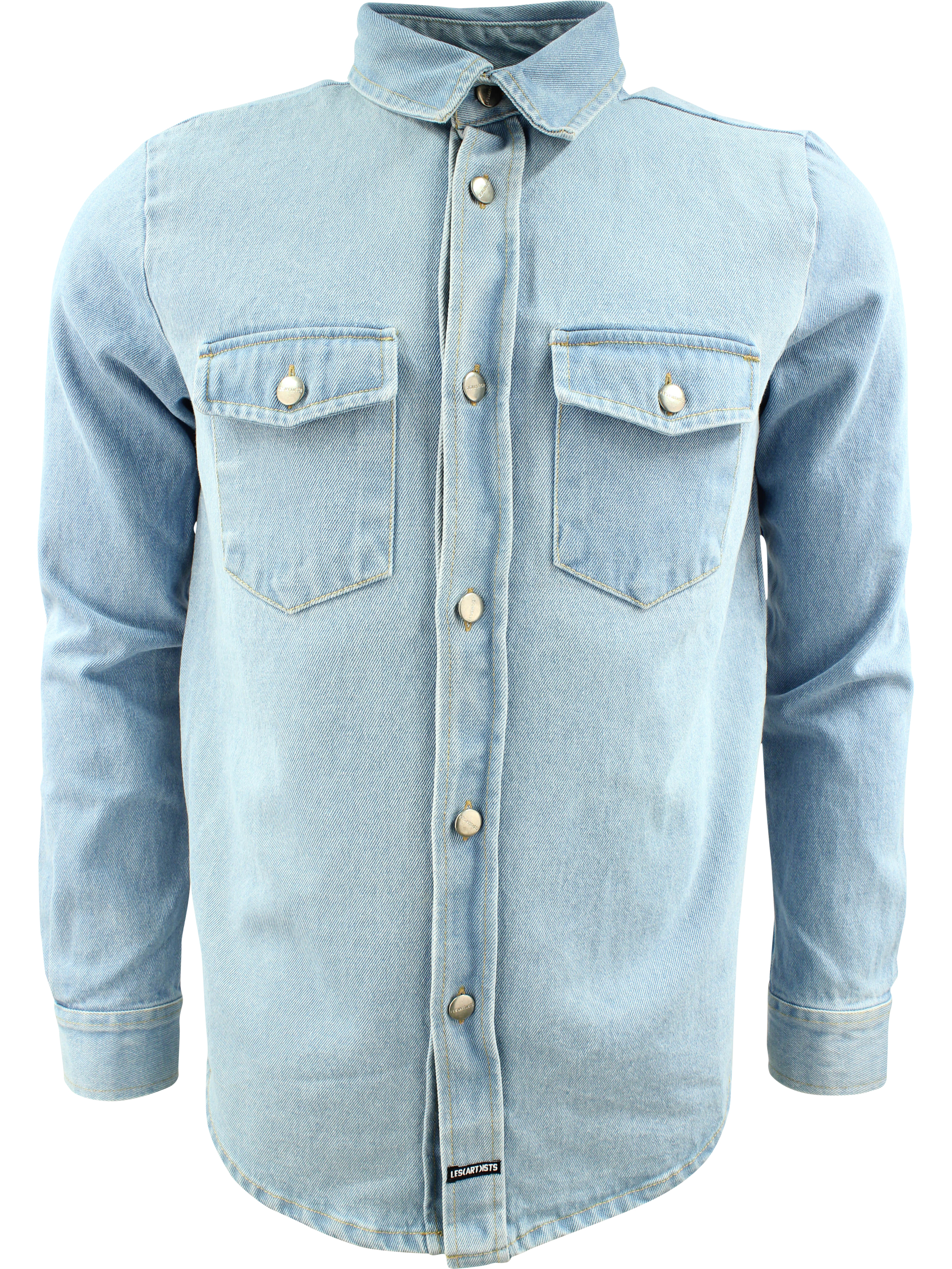 Køb Les Artists Big Sticker Denim Shirt Blue