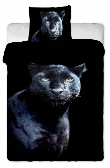 Animal Pictures Black Panther Bagheera - Duvet - Single - 140 x 200 cm - Black / Grey