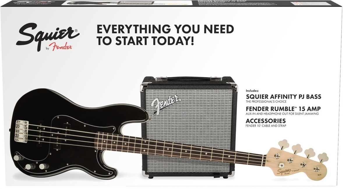 Squier By Fender - Affinity Series Precision PJ Bass - Elektrisk Bas Start Pakke (Black)