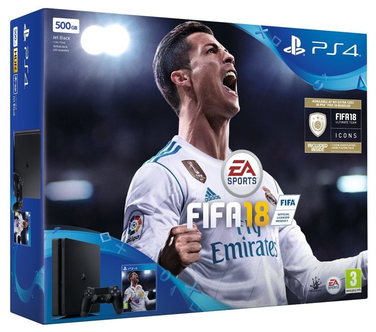 PlayStation 4 500 GB with FIFA 18 Ultimate Team Icons and Rare Player Pack