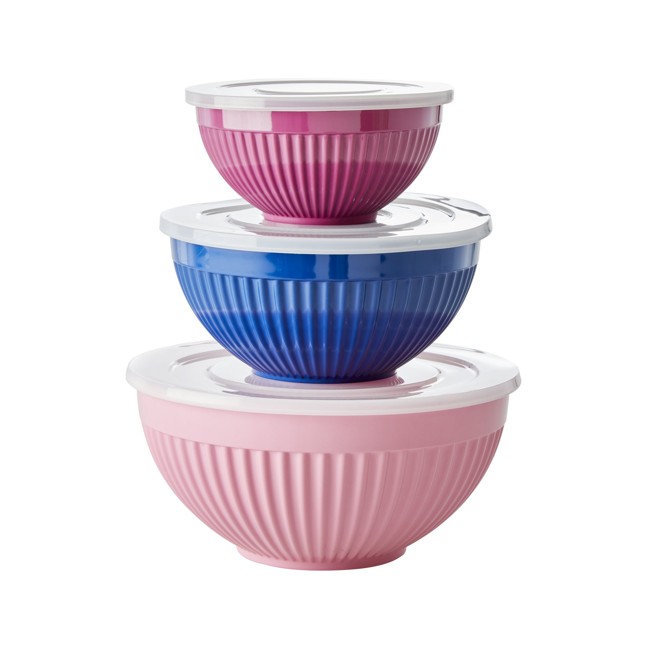 Rice - Melamine Bowls with Lid 3 pcs - Simply Yes