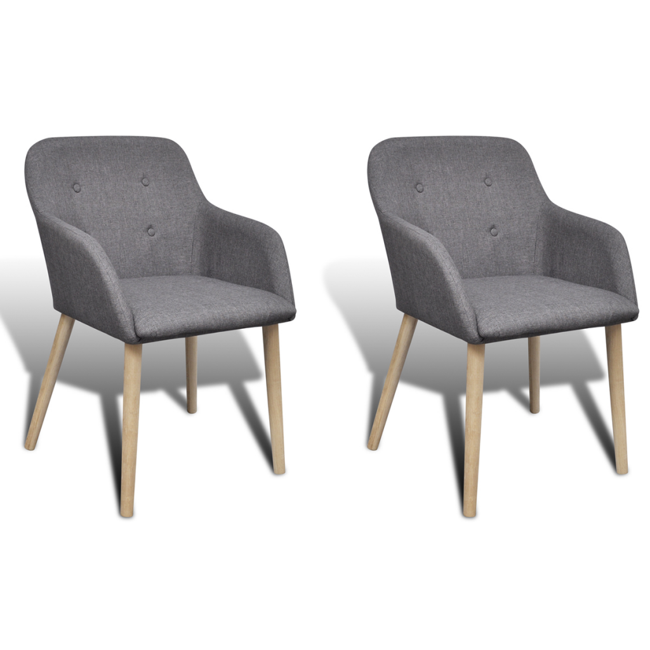 2 pcs Fabric Dining Chair Set with Oak Legs
