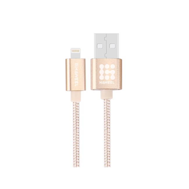 HAWEEL iPhone Lightning Kabel 1m Woven Style Meal Head (Gold)