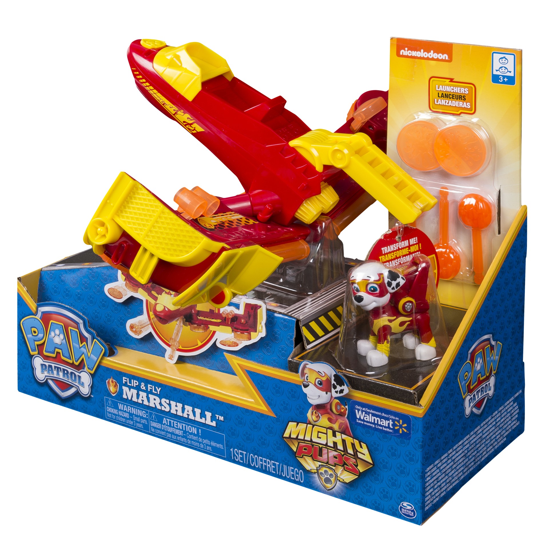 paw patrol mighty pups flip & fly marshall exclusive transforming vehicle & figure