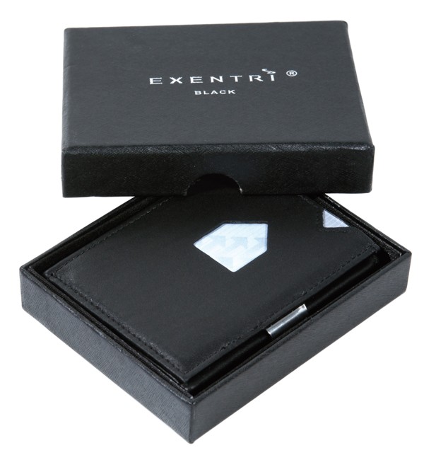 Exentri Black Leather Wallet, RFID Block