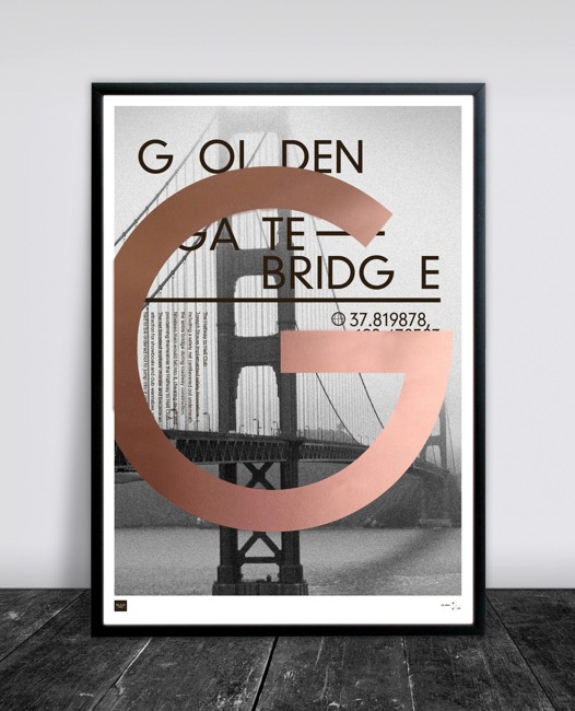 Buus Works - Golden Gate Plakat 50 x 70 cm.