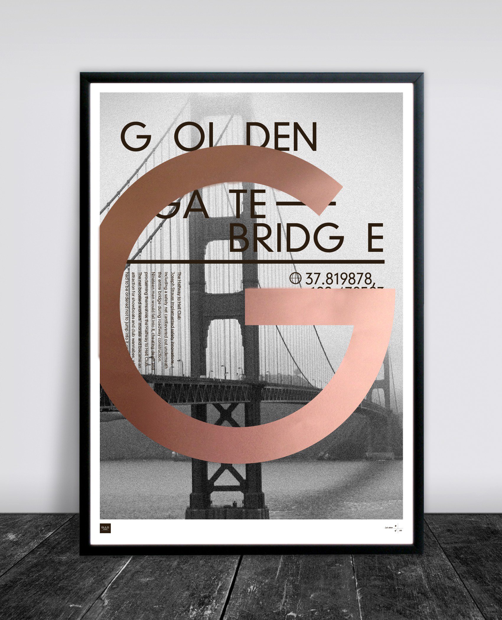 Concreet werk school Koop Buus Works - Golden Gate Poster 50 x 70 cm.