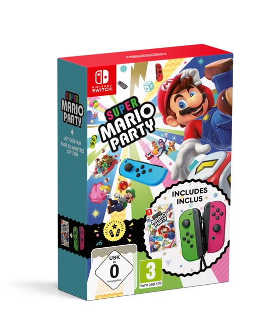 Super Mario Party + Joy Con Pair (Neon Green/Neon Pink)