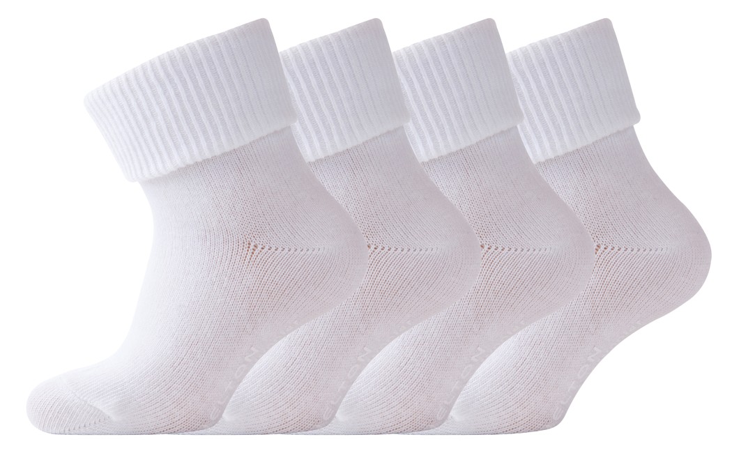 Melton - Baby Sokker Ensfarvet - 4-pk - Hvid (600140-100)