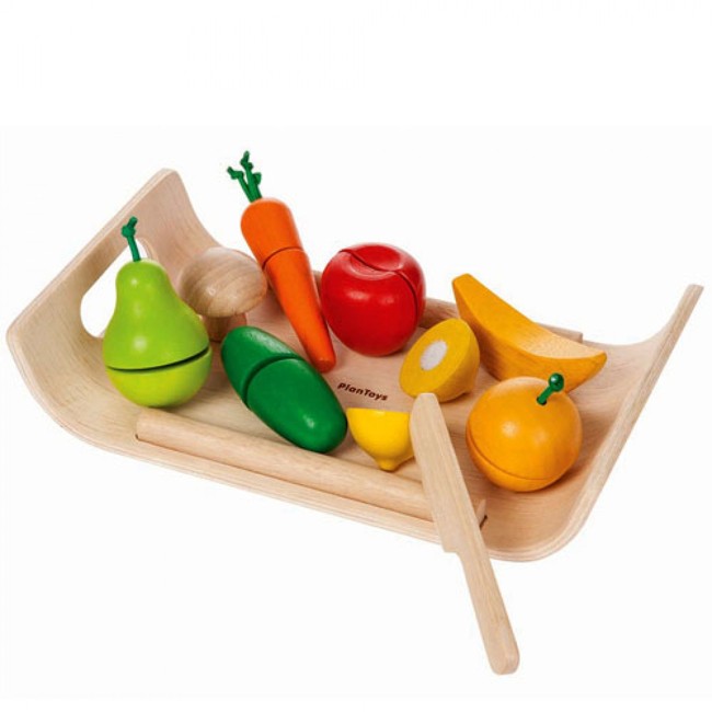 Plantoys - Wooden Fruits and Vegetables with Tray (3416)