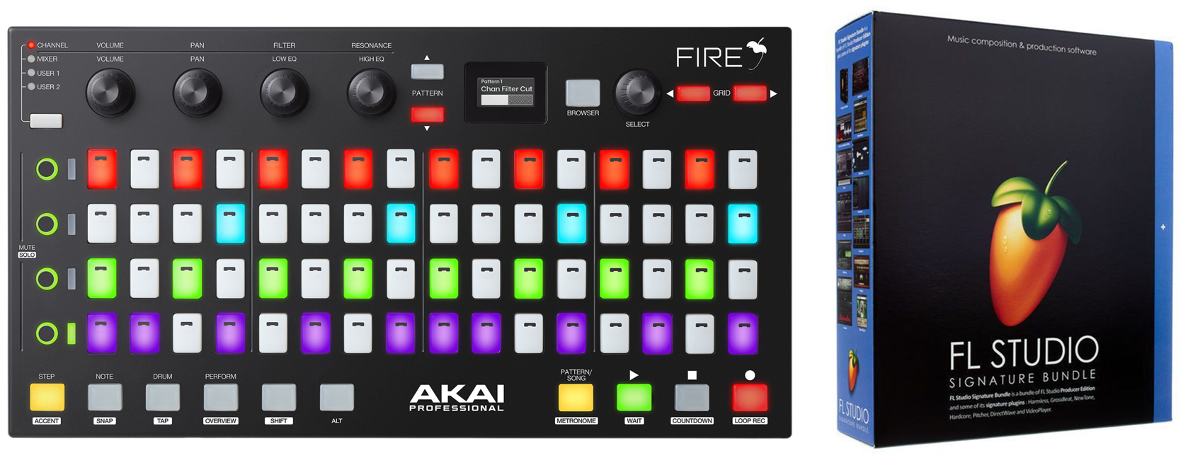 Akai - Fire - USB MIDI Controller + FL Studio V20+ Signature Bundle