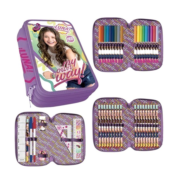 Disney Soy Luna Enjoy Love Triple school set, 43-pieces, Yellow & Pink