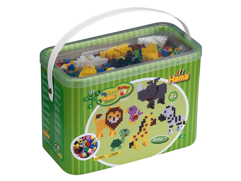 HAMA - Maxi - 3.000 Beads and Pegboards in Bucket (8804)
