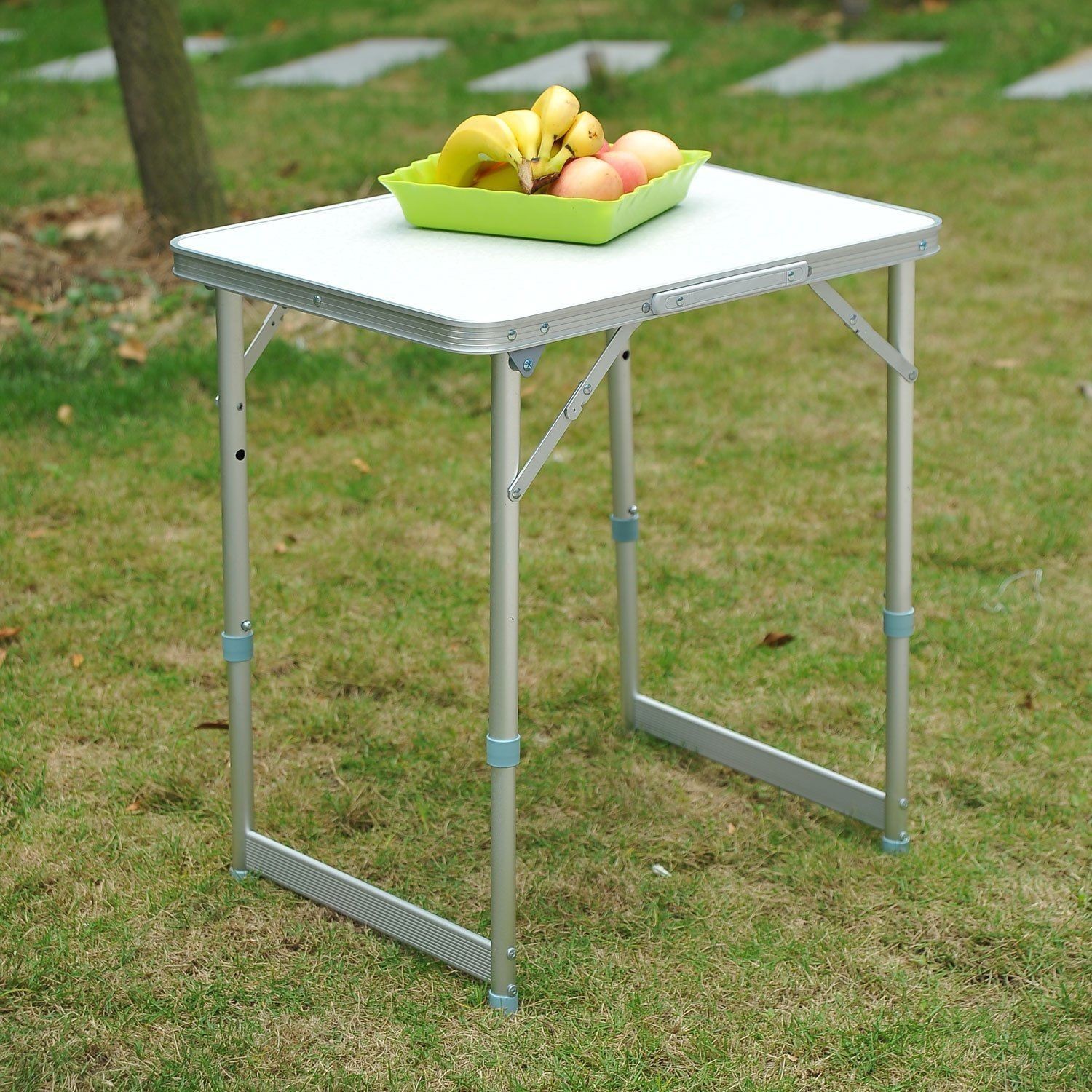 Kaufe Outsunny Garden Outdoor Camping Table Portable Folding Picnic Table Aluminium Frame 60l X 45w X 65h Cm