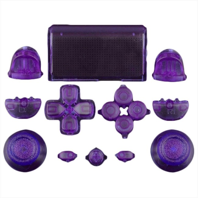 ZedLabz full replacement button set mod kit for 1st gen Sony PS4 controllers - transparent purple