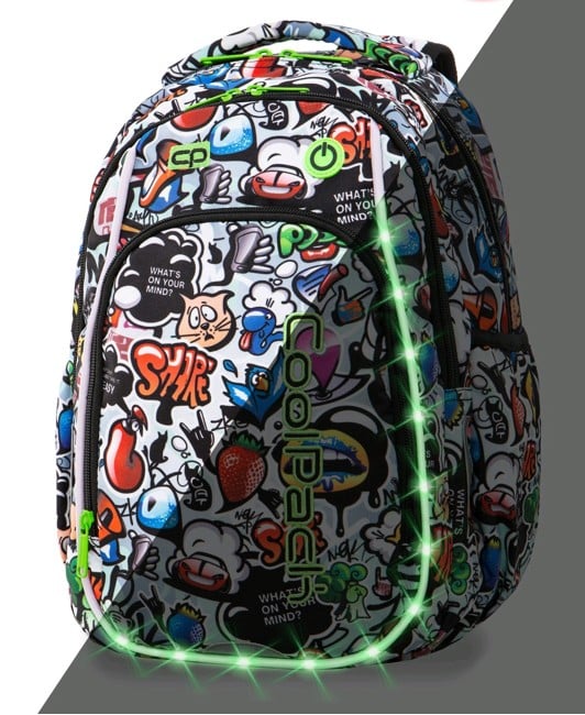 Coolpack - Skoletaske med LED-belysning - Grafitti