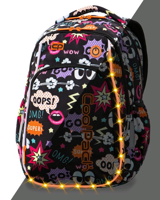Coolpack - Skoletaske med LED-belysning - Comics