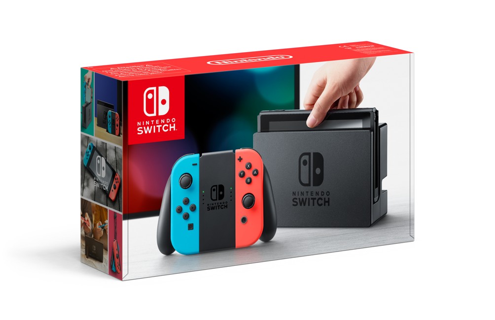 Nintendo Switch Console with Neon Red & Neon Blue Joy-Con