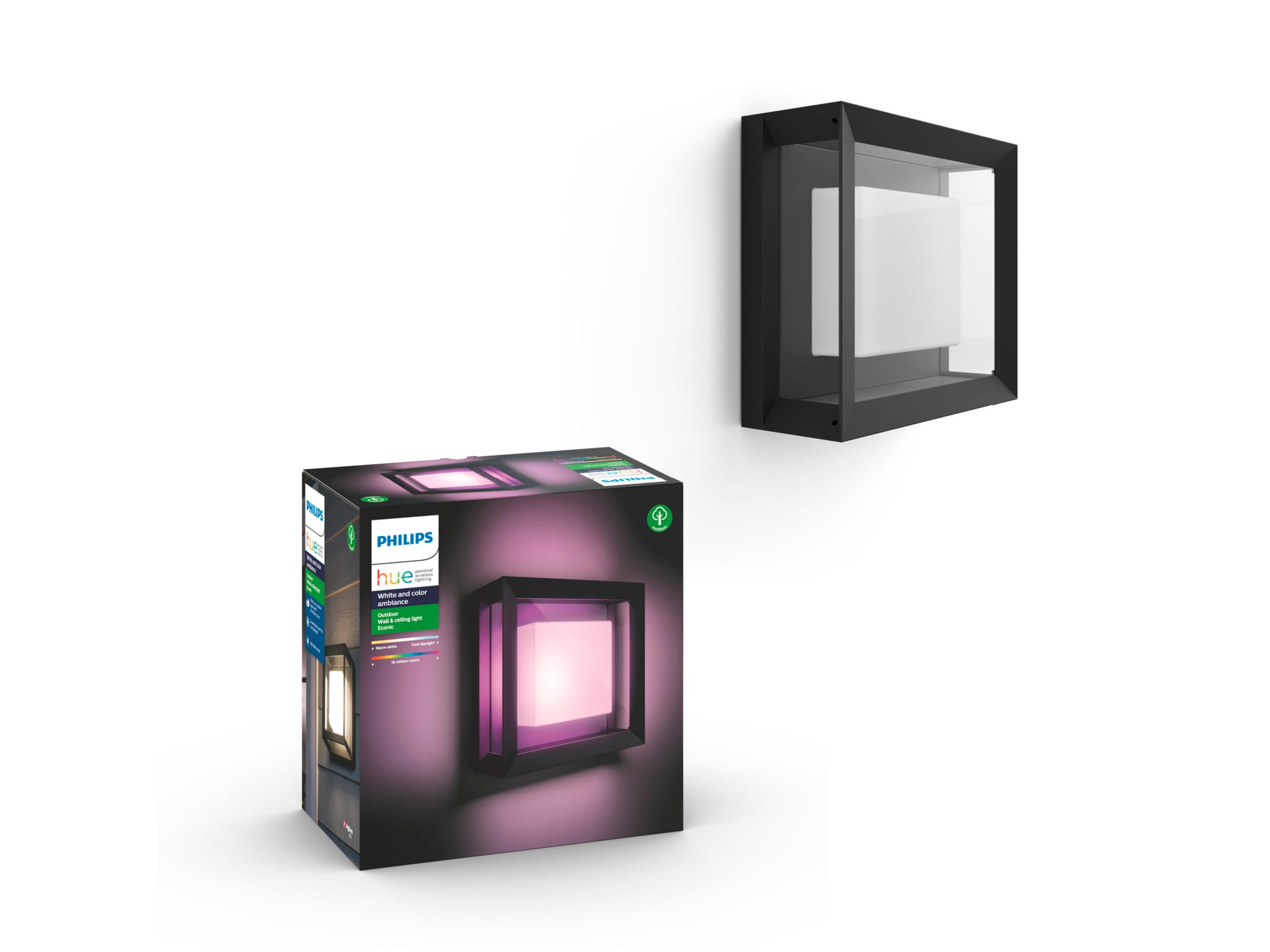 Philips Hue - Econic Square Wall Lantern Outdoor - White & Color Ambiance