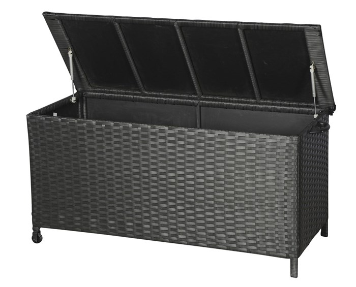 Living Outdoor - Lilleoe Cushion Box With Wheel 133 x 55 cm - Black (629983)