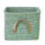Rice - Small Square Raffia Basket with Leather Handles - Mint thumbnail-1