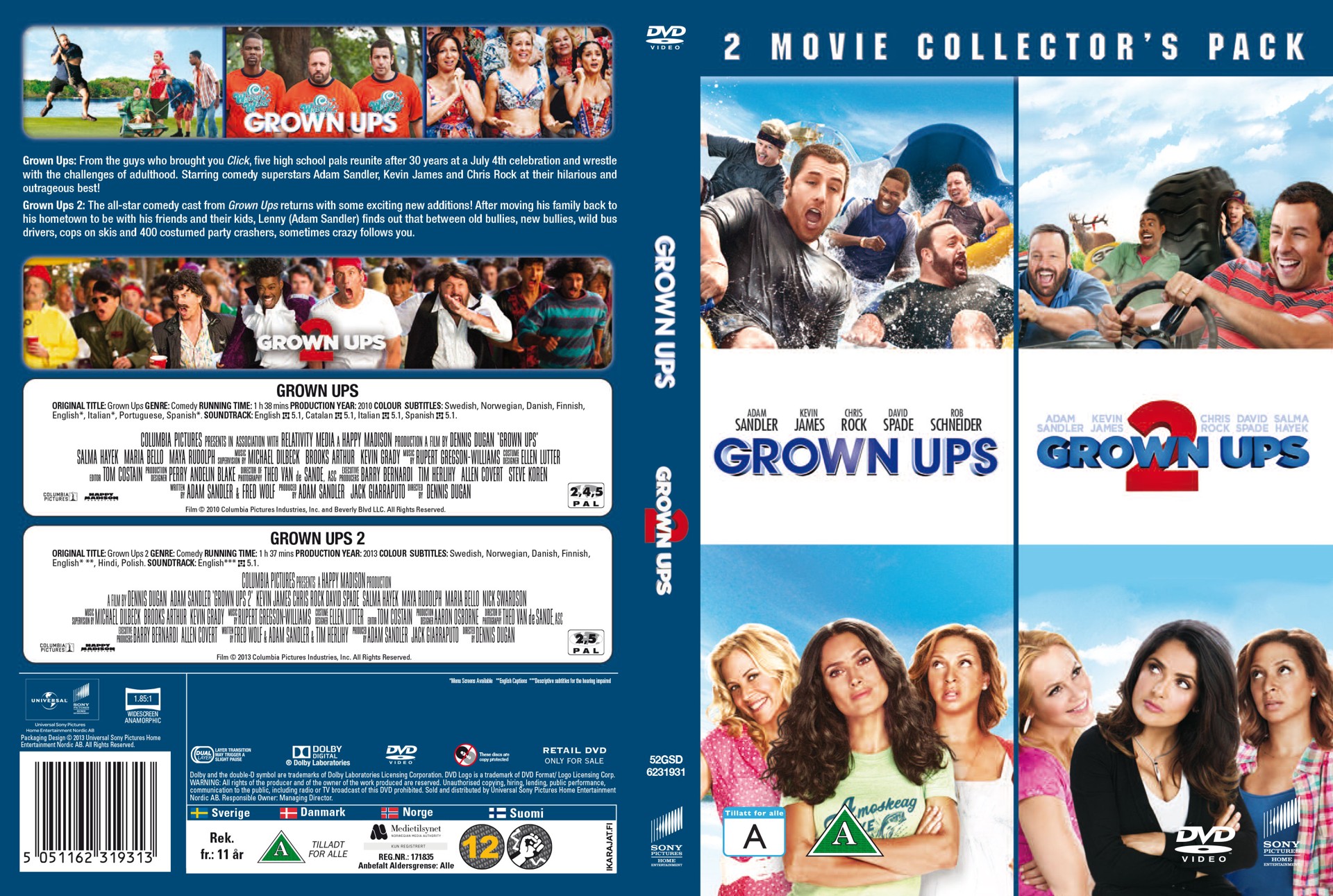 Kop Grown Ups And Grown Ups 2 Drengerove 1 Og 2 2 Disc Dvd