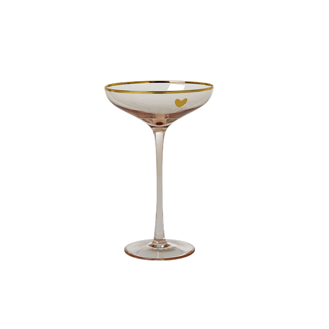 ​Rice - Champagne Coupe Glas m. Soft Pink og Guld Detaljer