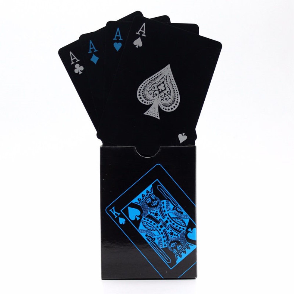 Buy 54Pcs Black Plastic PVC Poker Waterproof Playing Cards - Black