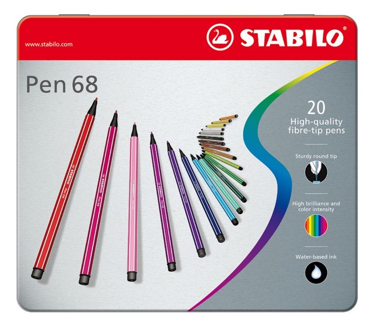 Stabilo - Pen 68 - Metal box of 20 Colours