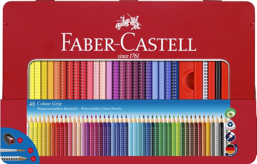 Faber-Castell - Colour Grip Akvarel Farveblyanter - Metalæske med 48 stk (112448)