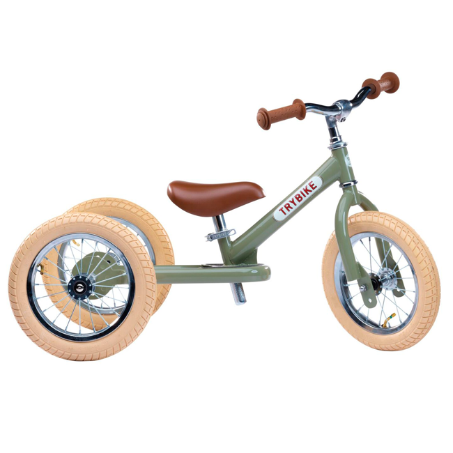 Trybike - Steel Balanscykel 3-Hjul, Vintage grön