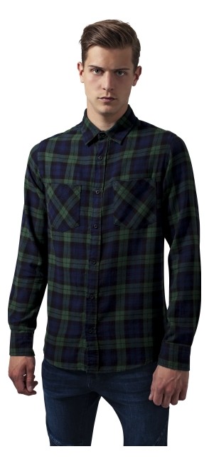 Urban Classics Checked Flanell 3 Shirt Forrest Navy Black