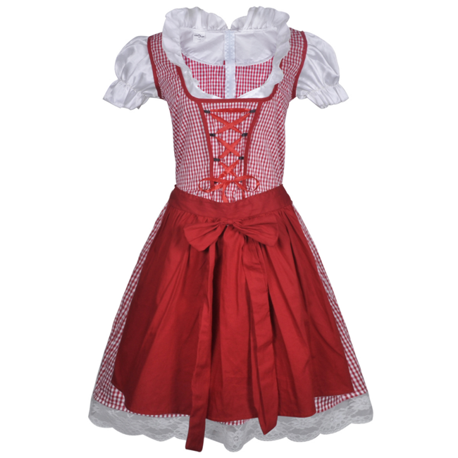 Oktoberfest Dirndl-kjole med rødt forklæde L / XL