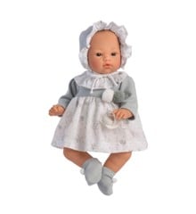 Asi dolls - Koke doll in grey and white dress, 36 cm