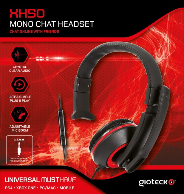 XH-50 Wired Mono Headset (Black/Red)