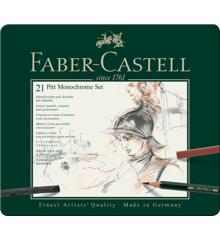 Faber-Castell - Pitt Monochrome Blyanter i Metal æske (21 stk.)