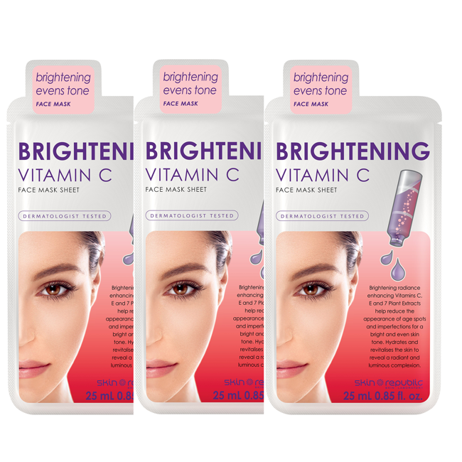 Skin Republic - 3x Brightening Vitamin C Face Sheet Mask