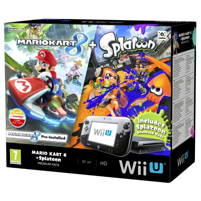 Nintendo Wii U 32GB Premium Console with Mario Kart 8 + Splatoon Bundle