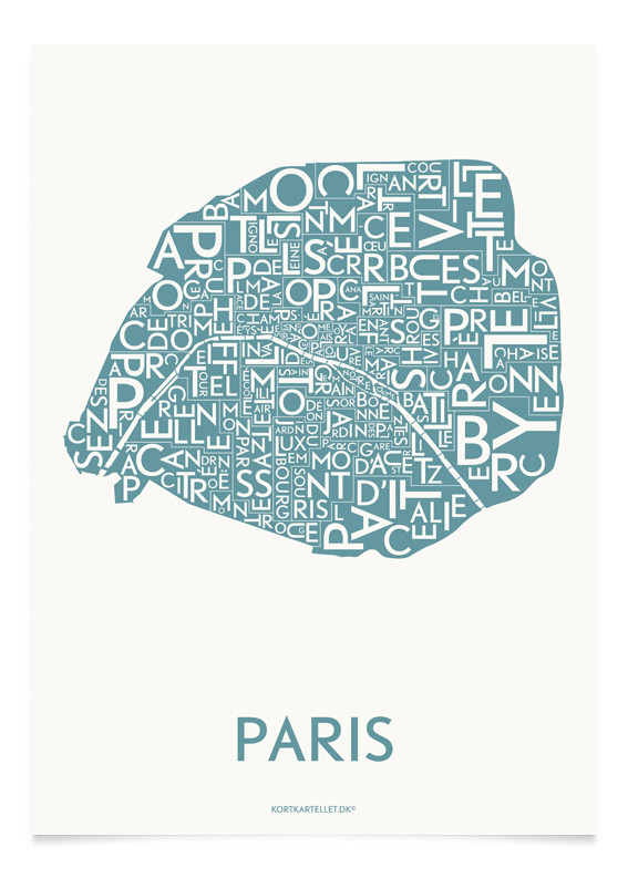 Kortkartellet Paris Plakat 40 x 55 cm - Stål Blå