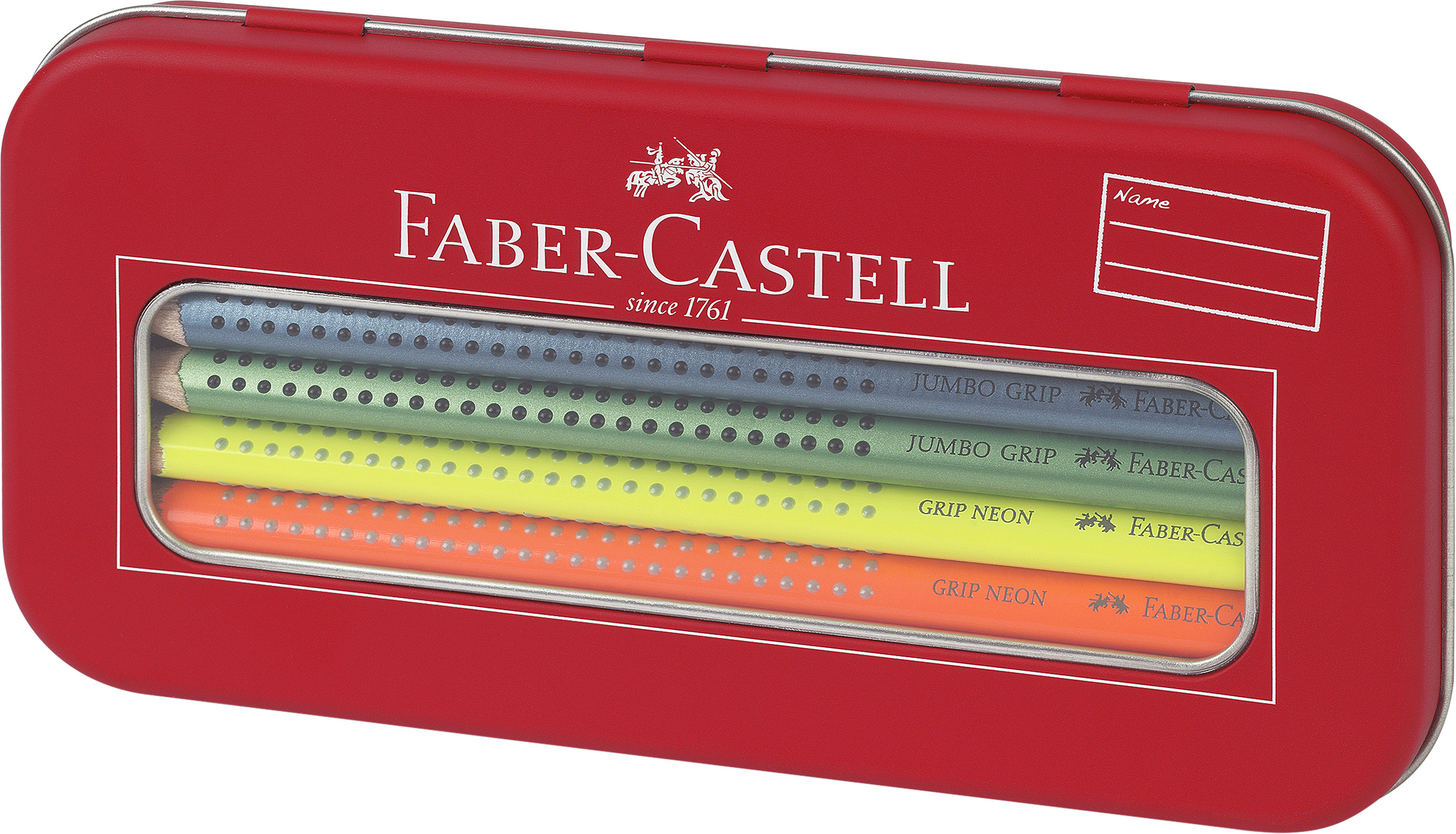 Faber-Castell - Jumbo Grip Tin Box - Neon + Metalic (110940)