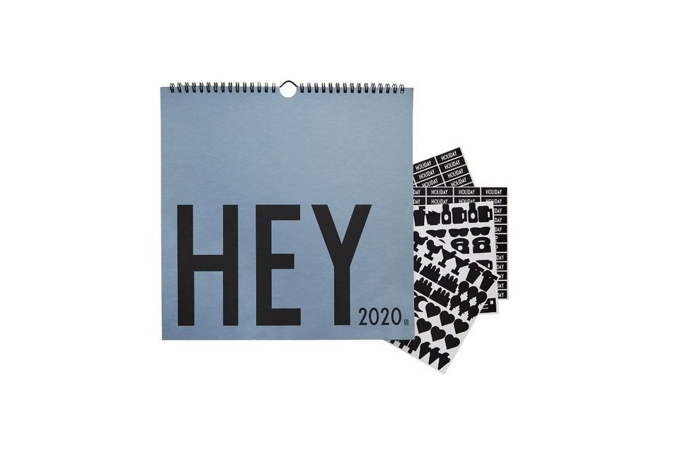 Design Letters - Hey Væg Kalender 2020 - Blå