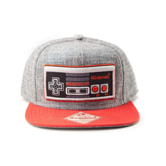 Nintendo Original Embroidered Retro NES Controller Unisex Snapback Baseball Cap - One Size - Grey/Red (SB08NONCT)