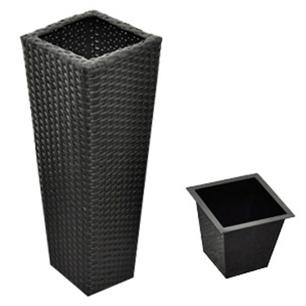 Buy 3 Rattan Flower Pots Black