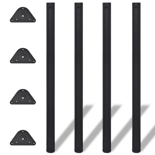 4 højdejusterbare bordben sort 1100 mm