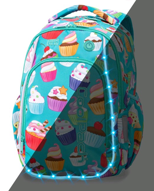 Coolpack - Skoletaske med LED-belysning - Cupcakes