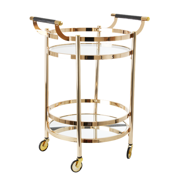 Kop Rice Cocktail Cart In Rose Gold Round