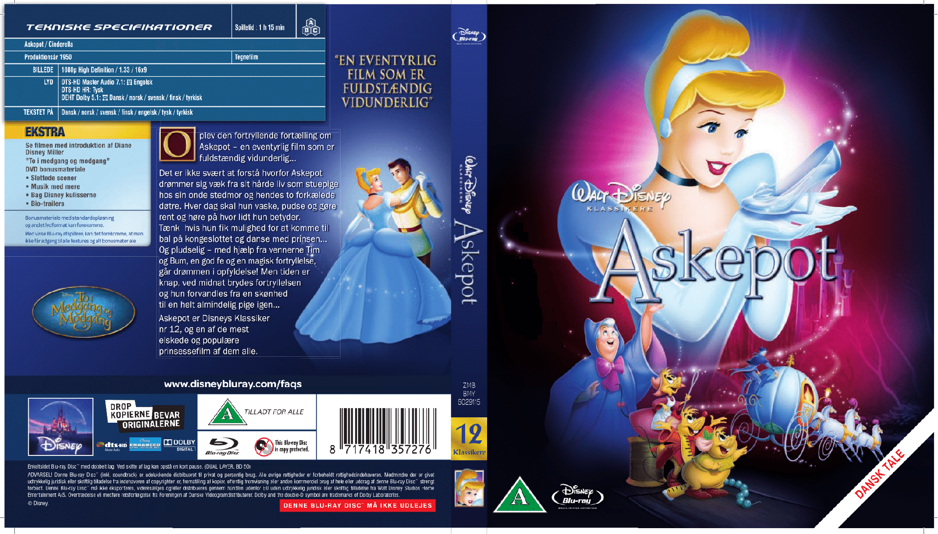 vitamin ekstremt Thrust Køb Askepot Diamond Edition - Disneys classic #12 - Standard - Blu-Ray -  Fri fragt