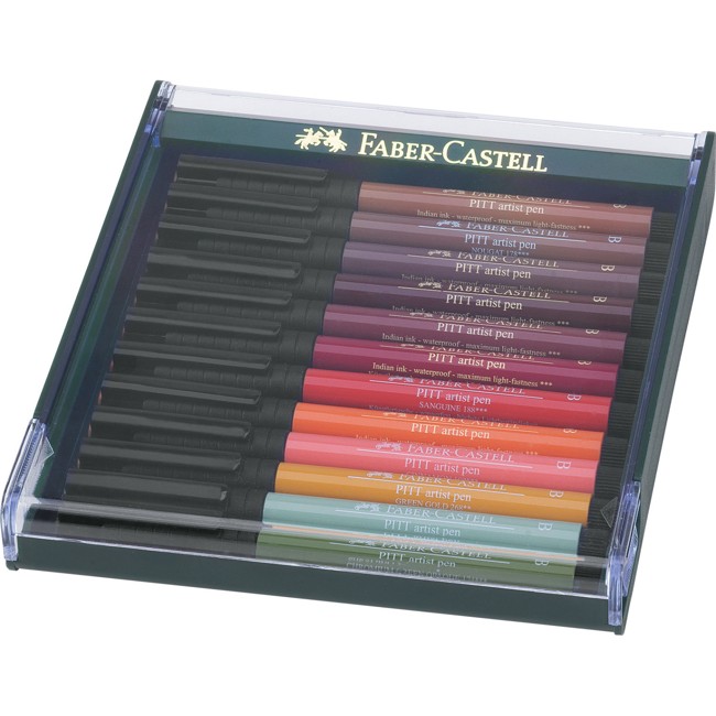 Faber-Castell - Pitt Artist Pen Brush Tuschestift, 12er Etui, Erdfarben (267422)